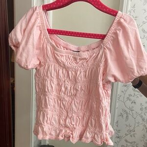 Old Navy Pink Smocked Short Sleeve Top